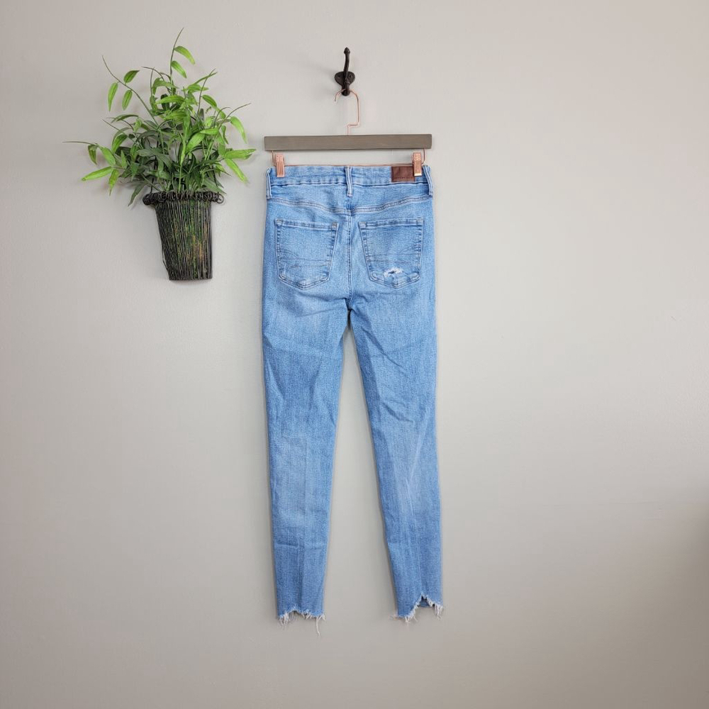 American Eagle Luxe Skinny Jeans Super Hi Rise Jegging Light Blue Wash AE 4 - Picture 10 of 14